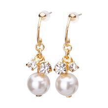 K18post パール＆ビジューハーフラウンドピアス