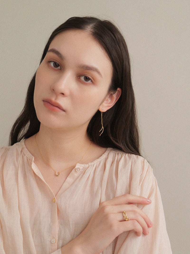 K18post 2wayバックキャッチピアス