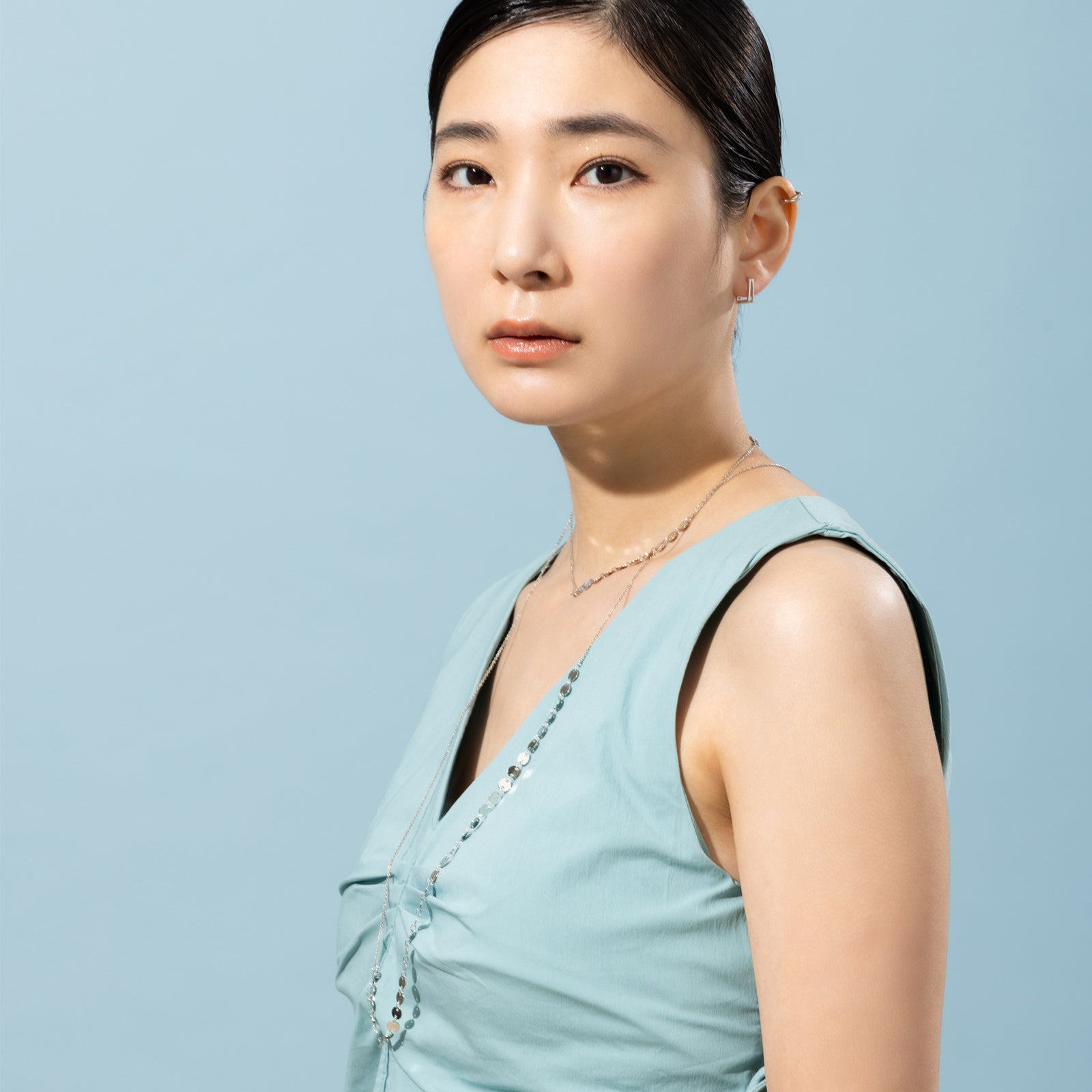 Silver925 スクエアフープピアス