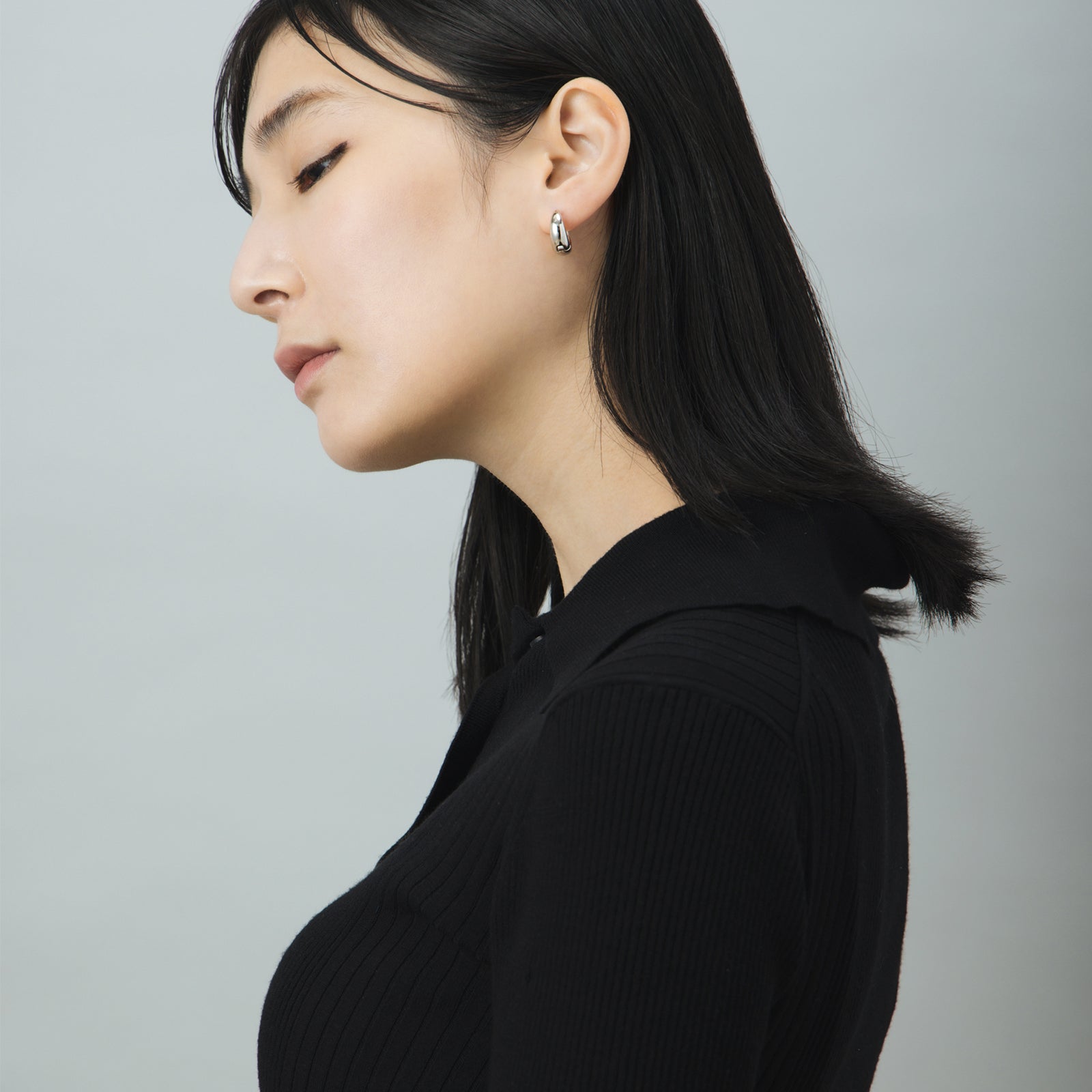 Pt900post ドロップフープピアス ラージ