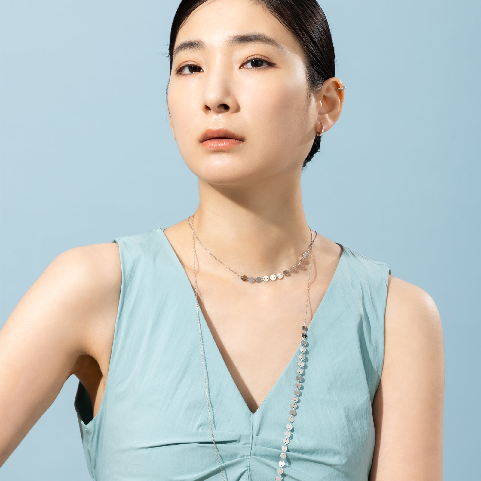 Silver925 ヘキサゴンフープピアス