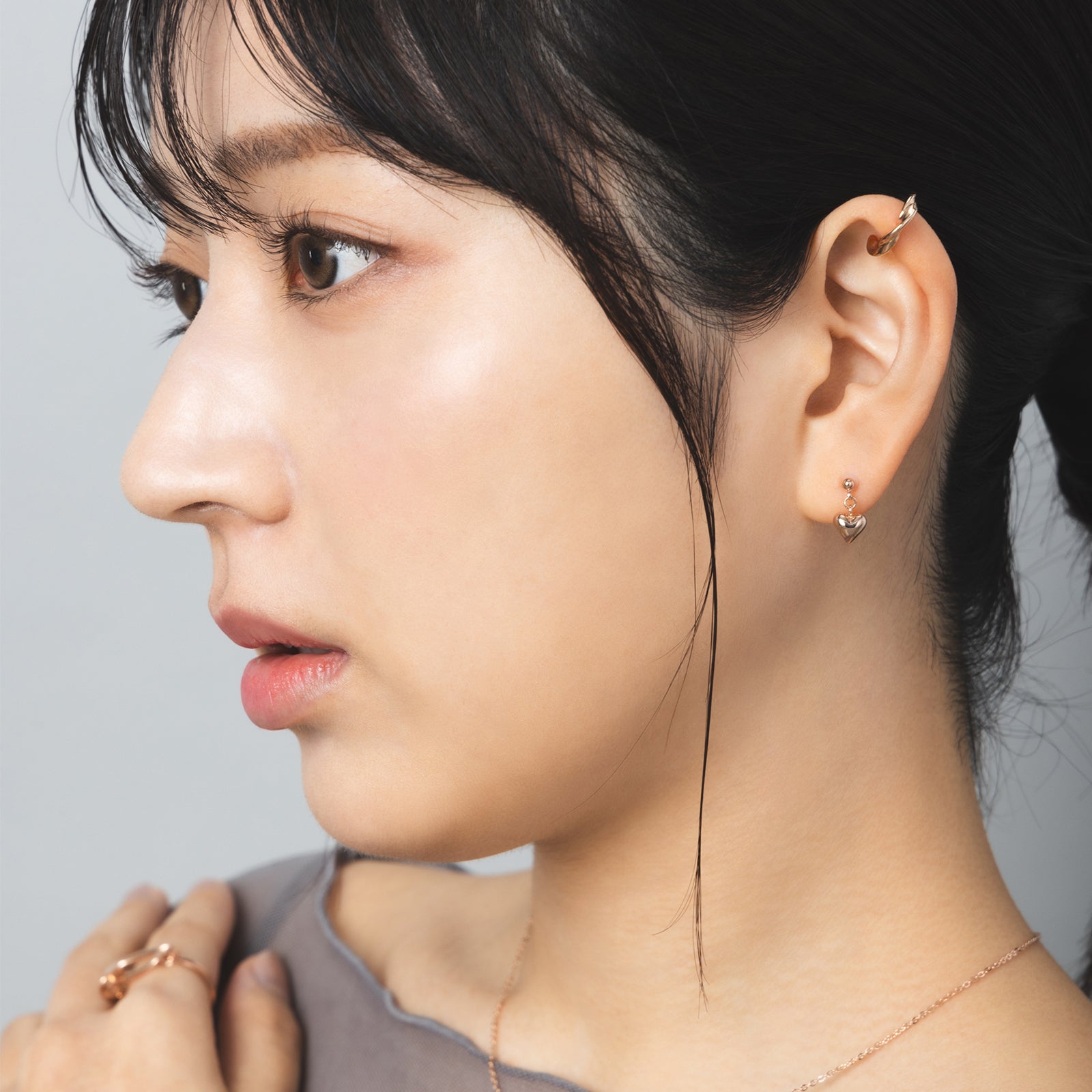 K18post クラフトハートピアス