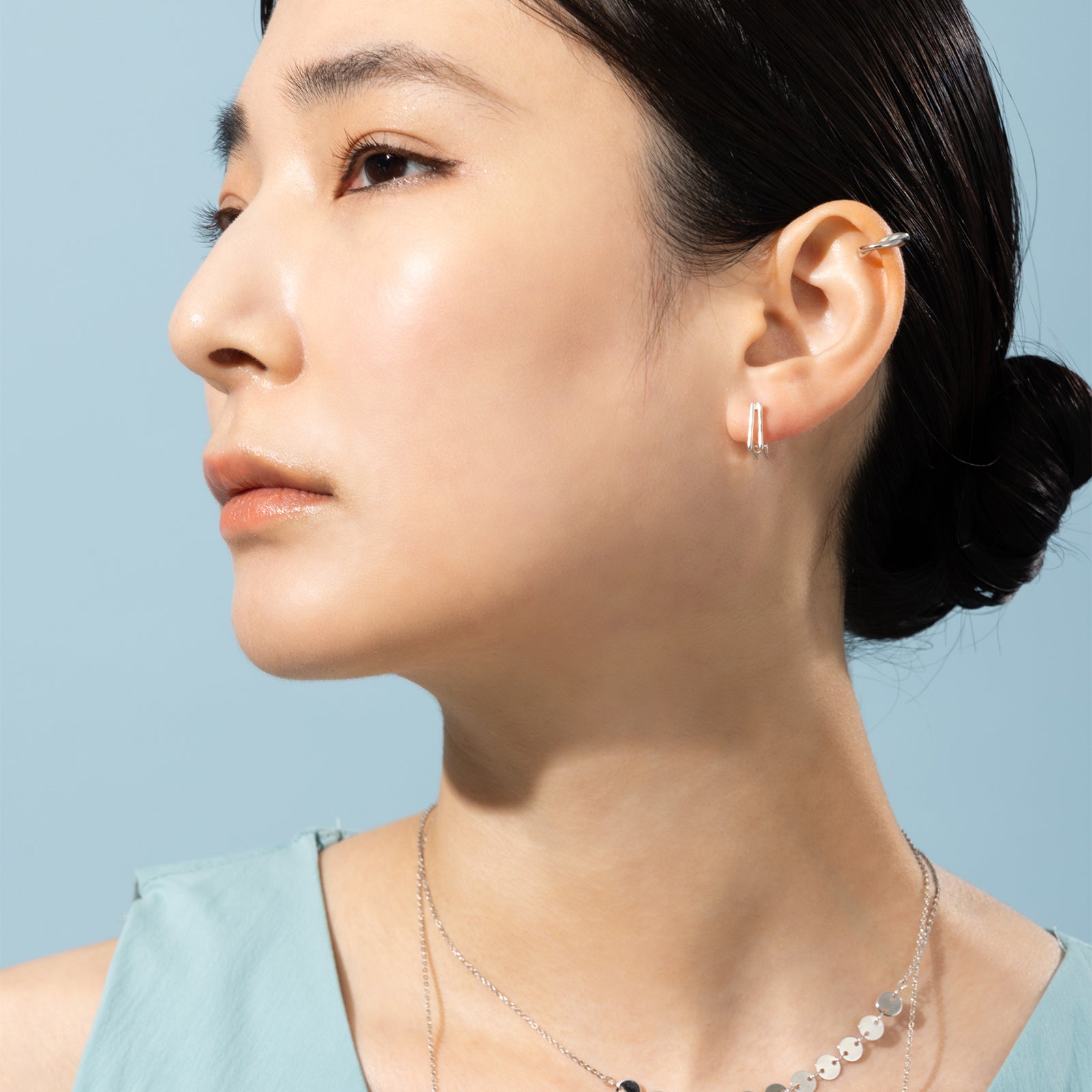 Silver925 スクエアフープピアス