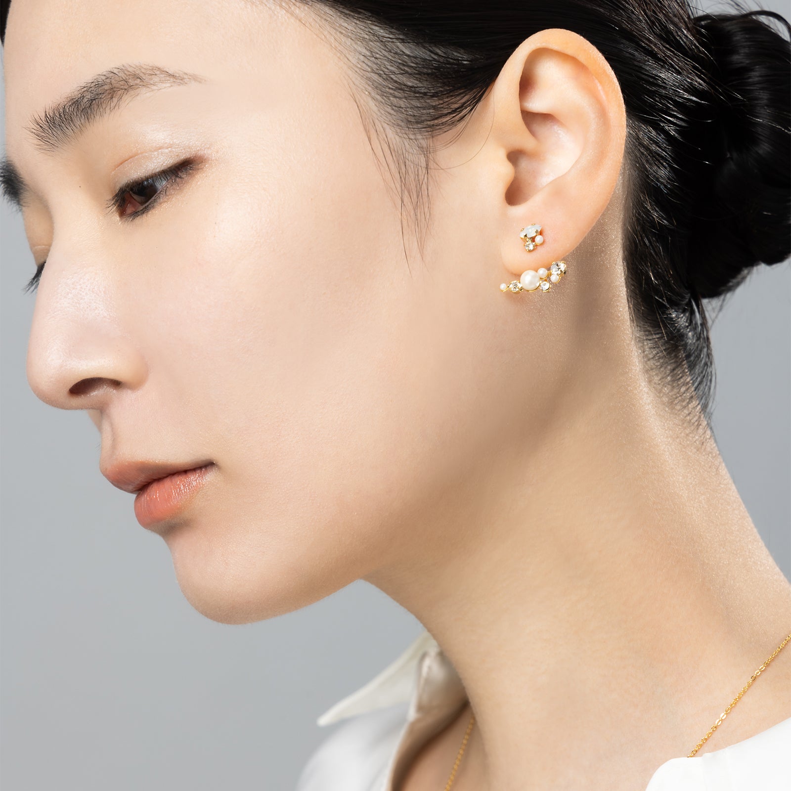 Preciosa Crystal パール＆ビジューバックキャッチピアス