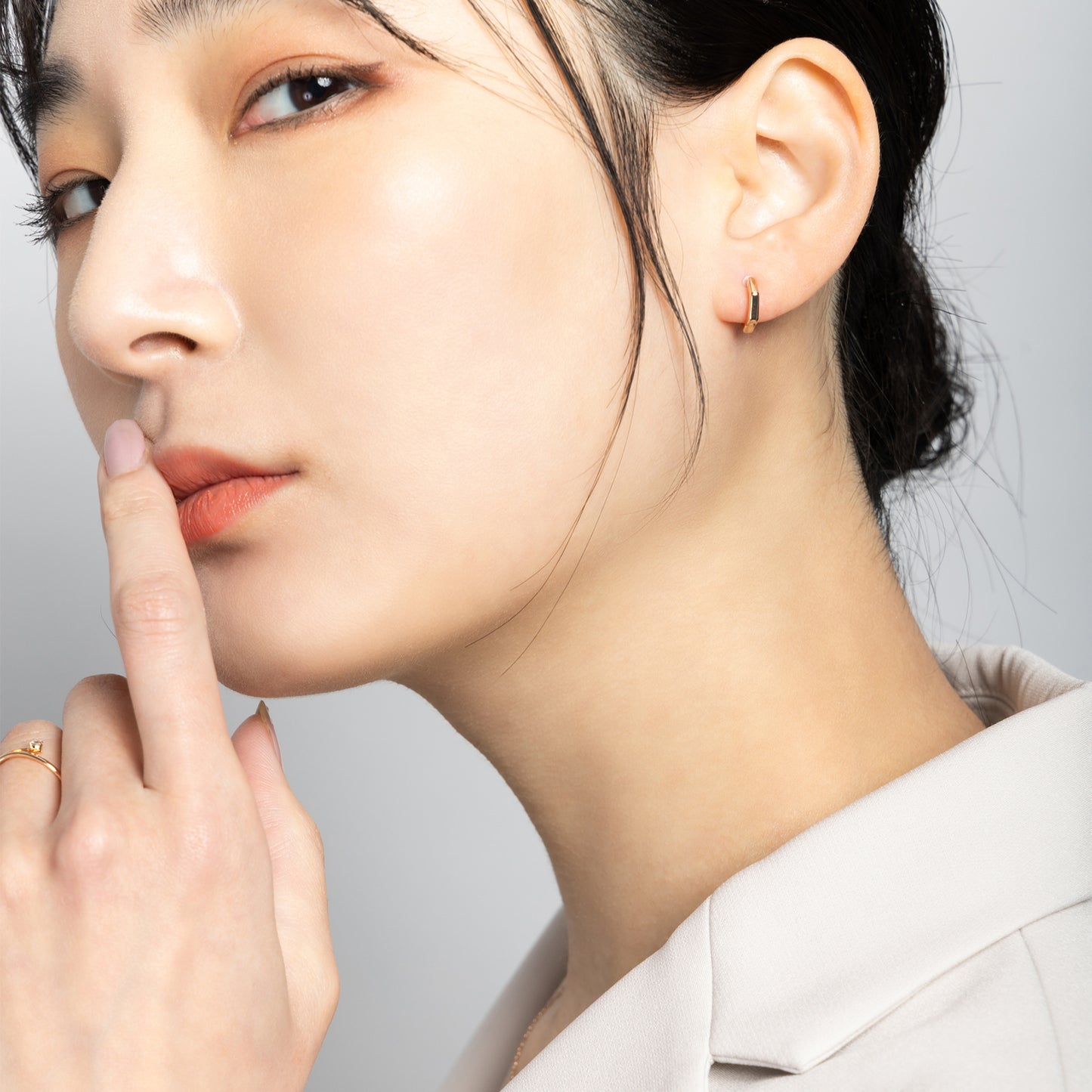 K18post ヘキサゴンフープピアス スモール