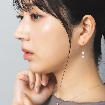 K18post パール&キュービックジルコニアピアス
