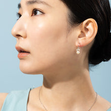 K18post パール＆ビジューハーフラウンドピアス