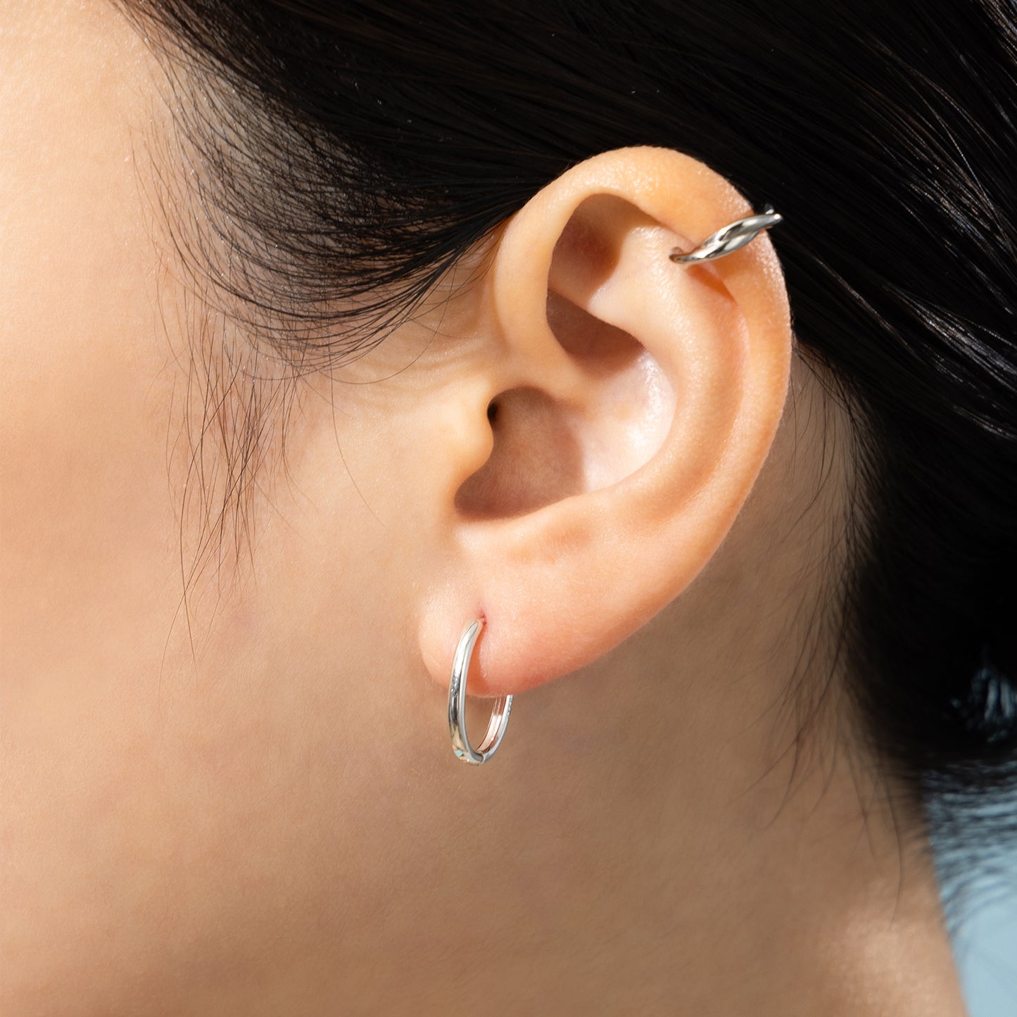 Silver925 オーバルフープピアス