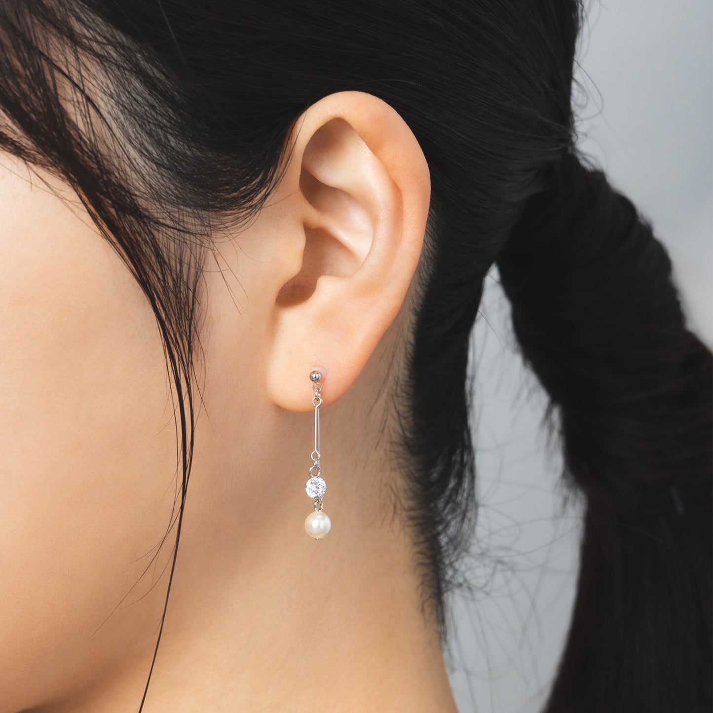 K18post パール&キュービックジルコニアピアス