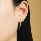 K18post 2wayメタリックバー＆ビジューピアス