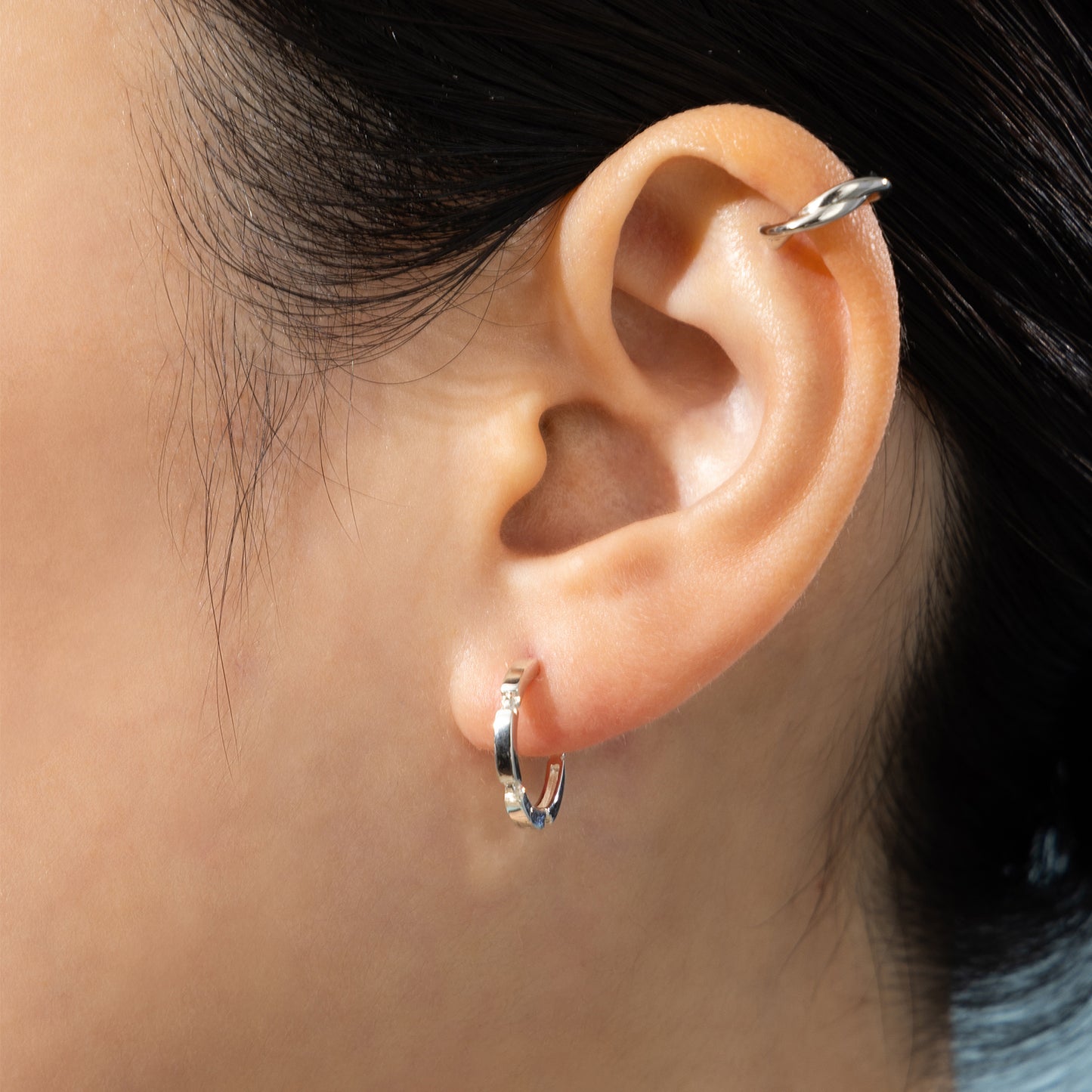 Silver925 カッティングフープピアス