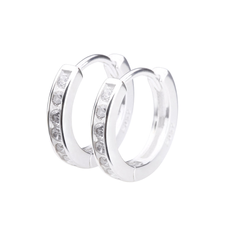 Silver925 クリスタルフープピアス