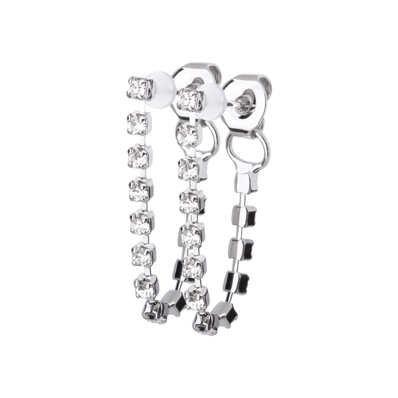 Pt900post ラインストーンフープピアス