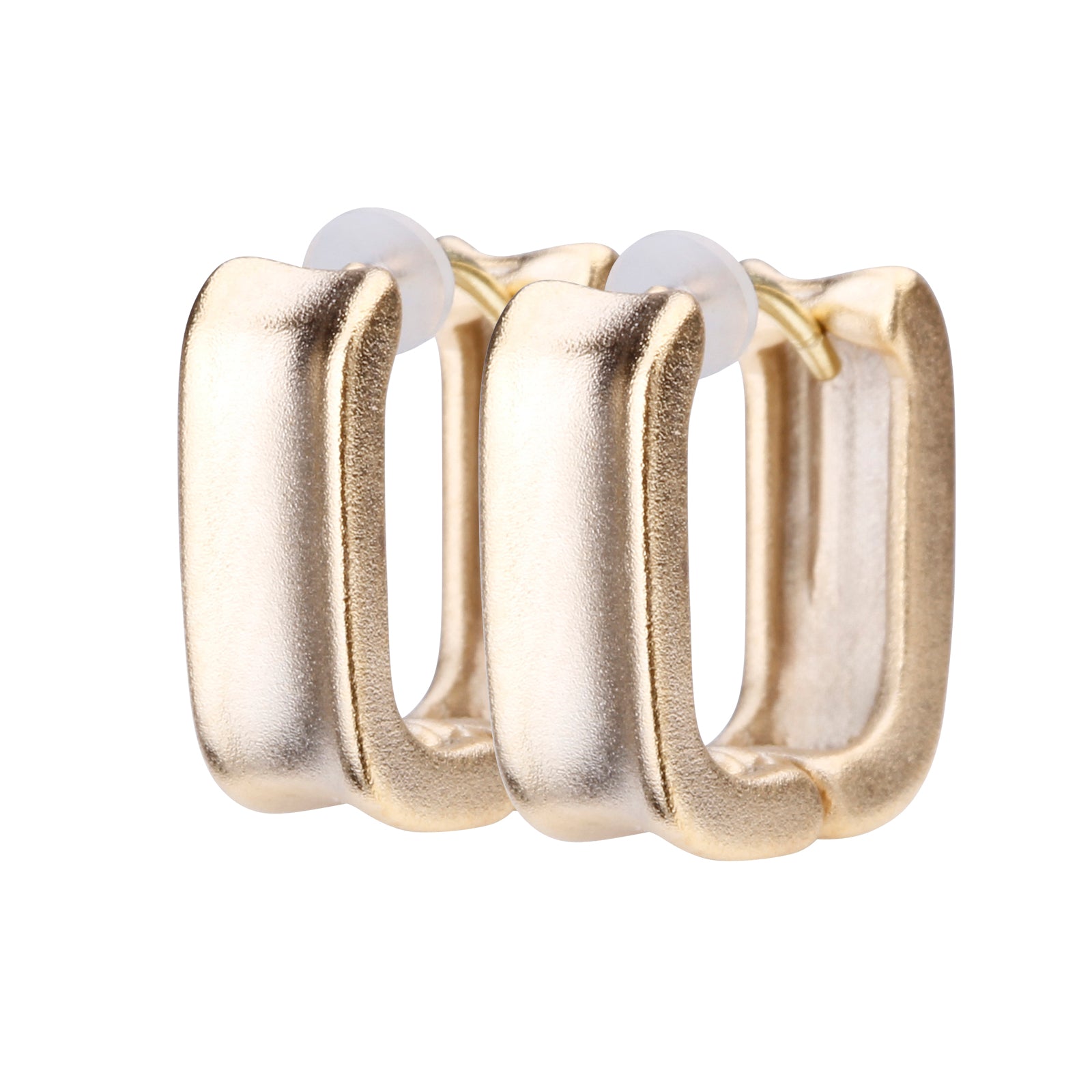 K18post スクエアフープピアス