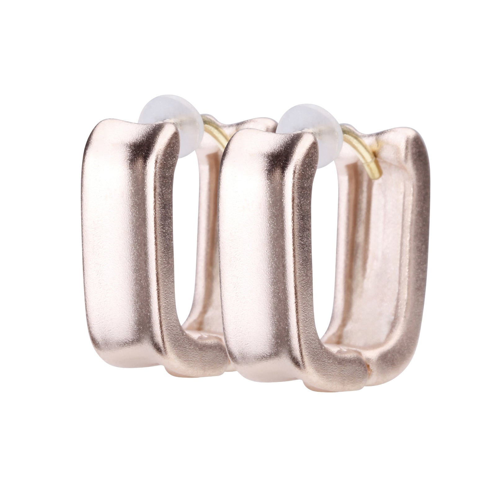 K18post スクエアフープピアス