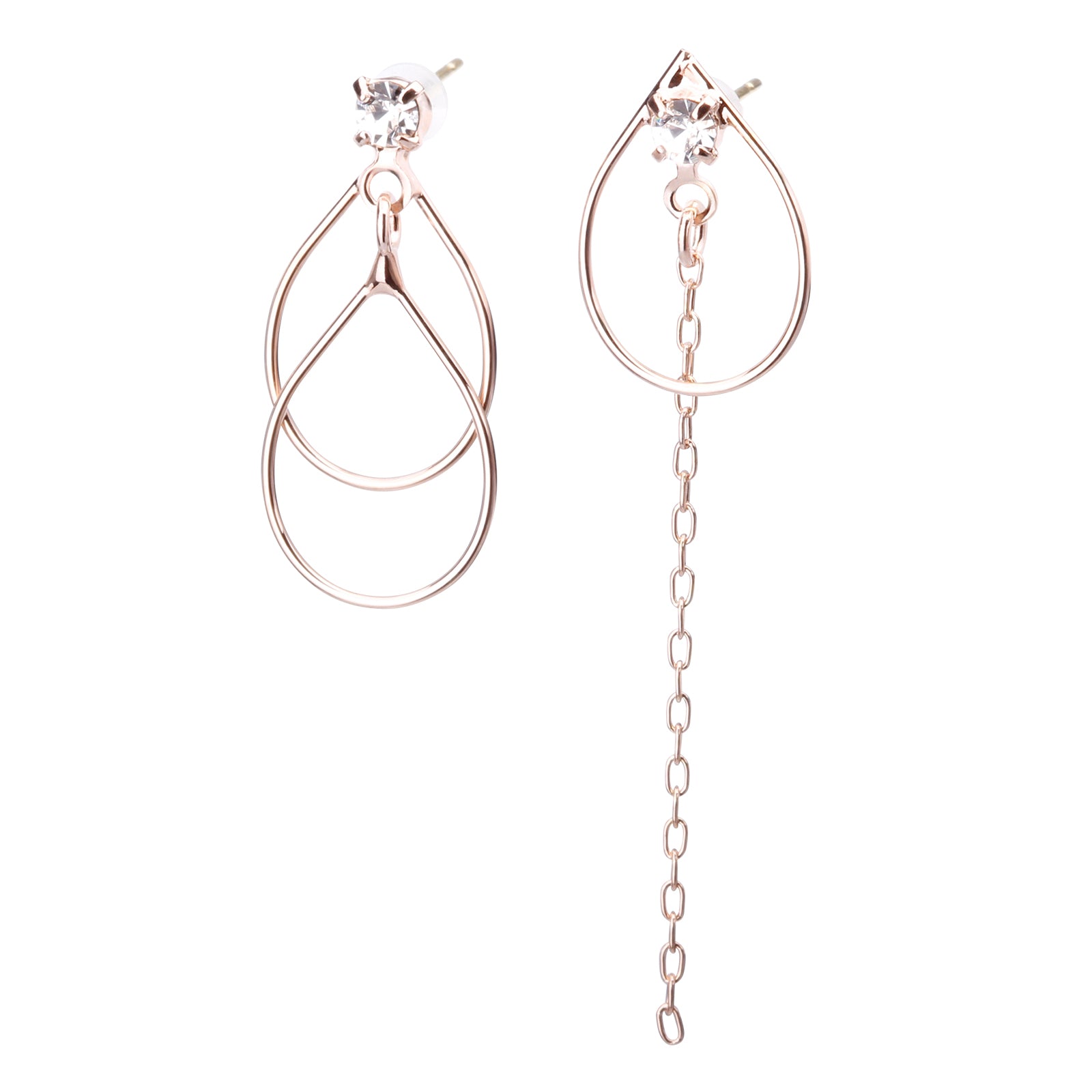 K18post アシンメトリードロップピアス