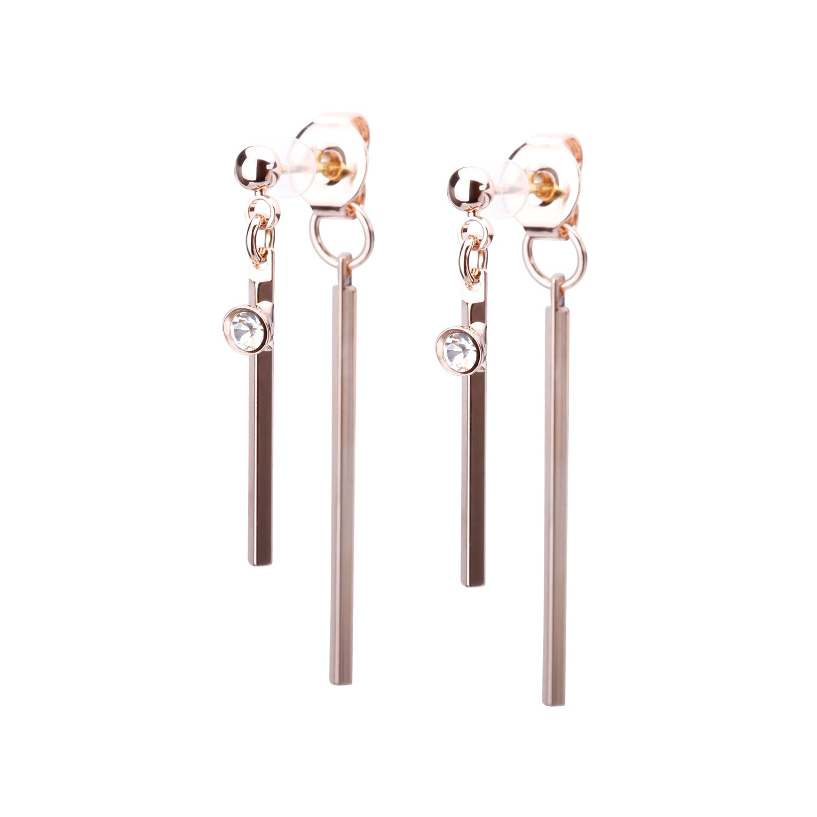 K18post 2wayメタリックバー＆ビジューピアス