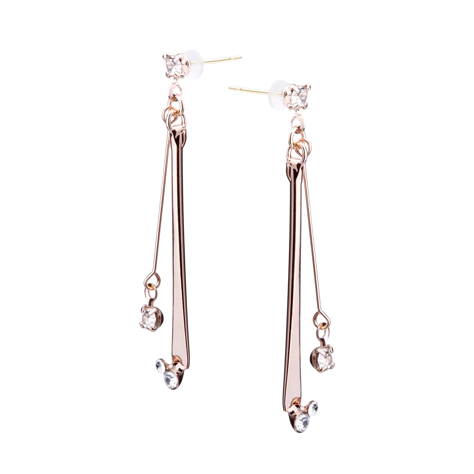 K18post メタルバー&ビジューピアス