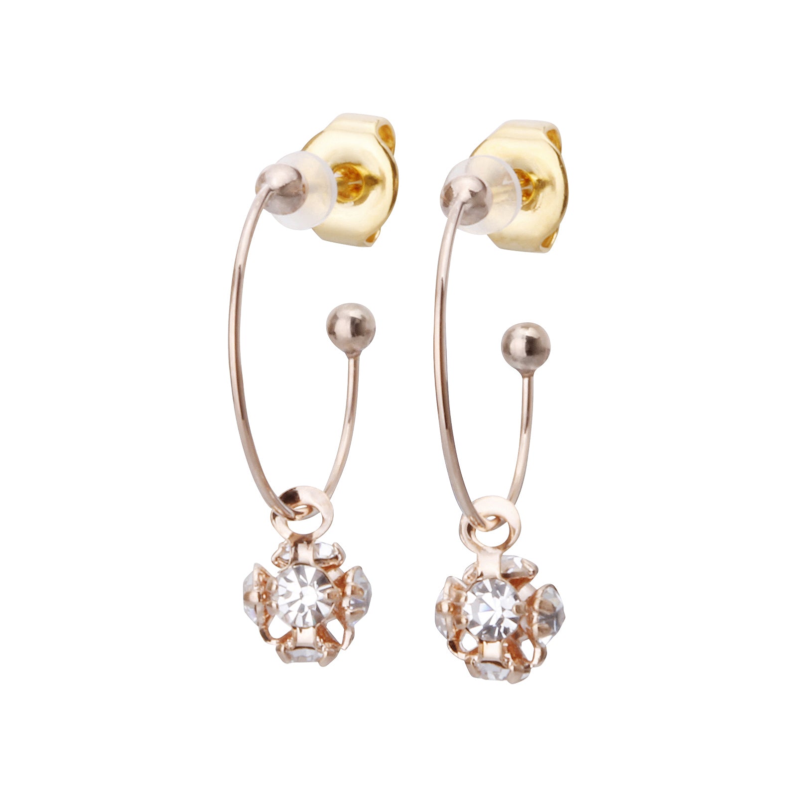 K18post ロンデルボールフープピアス