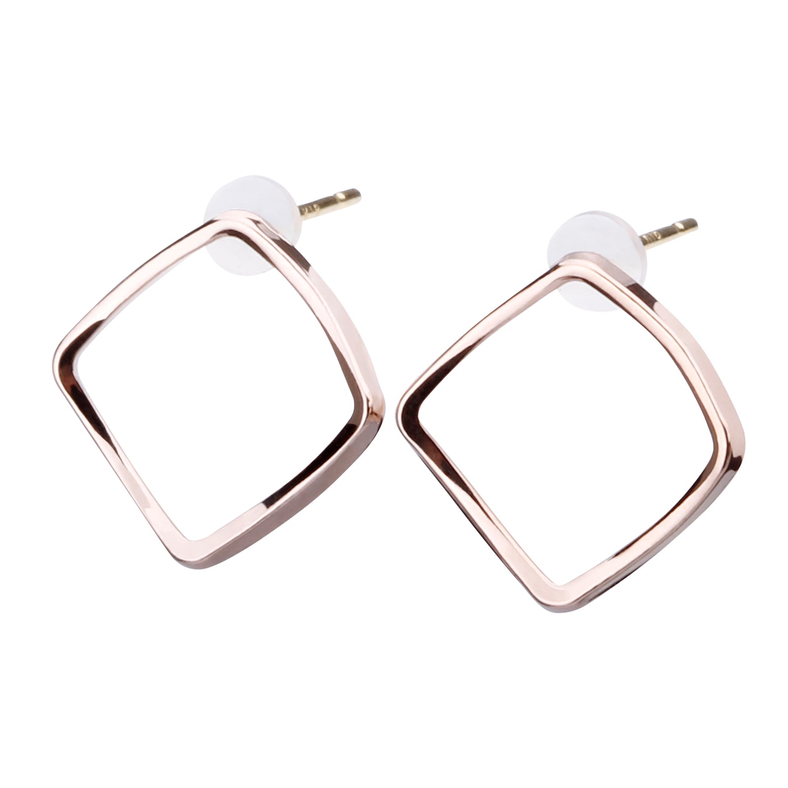 K18post スクエアフレームピアス