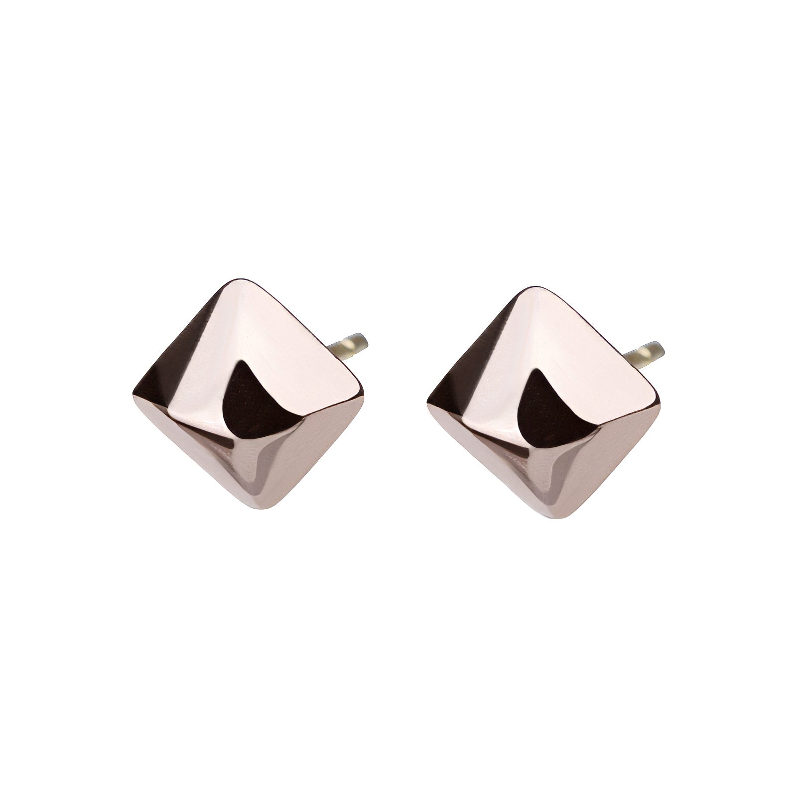 K18post スクエアピラミッドピアス