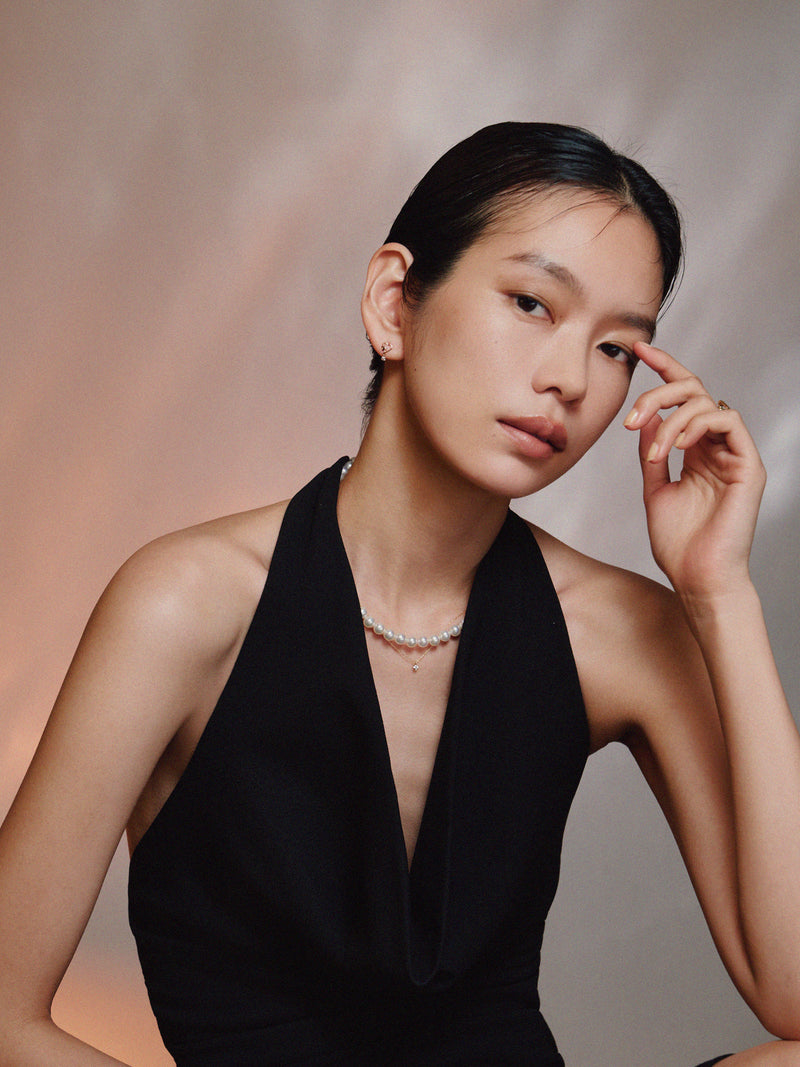 Pt900post オープンハート＆ビジューピアス