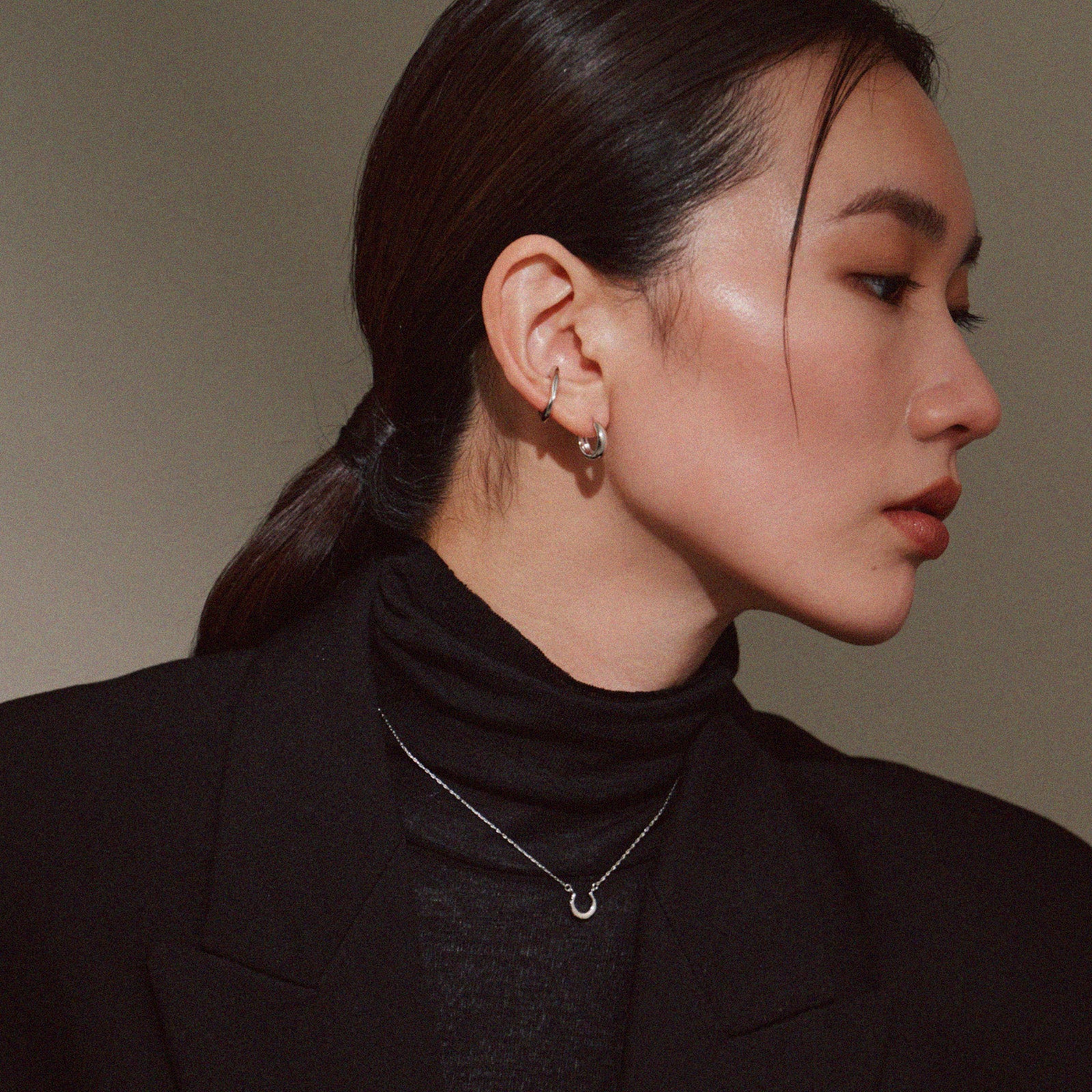 Pt900post ドロップフープピアス ミディアム