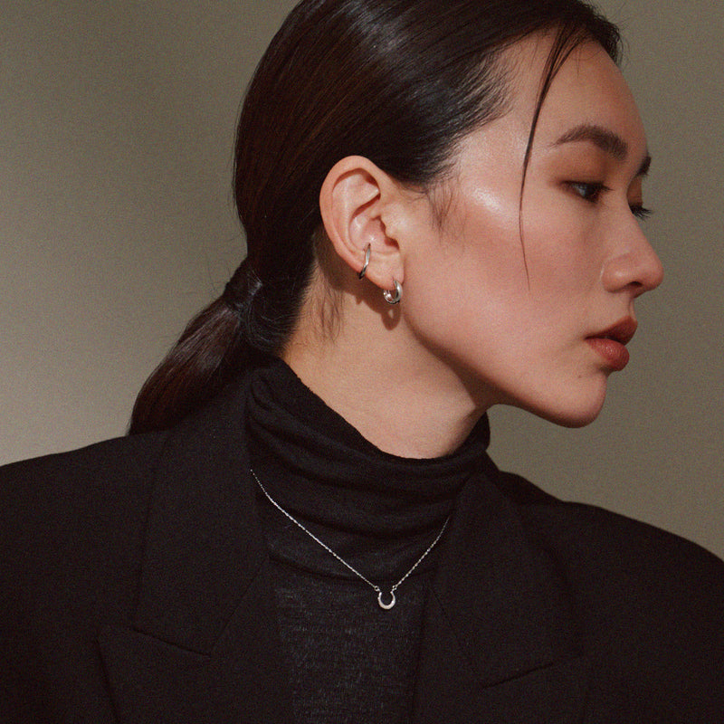 Pt900post ドロップフープピアス ミディアム