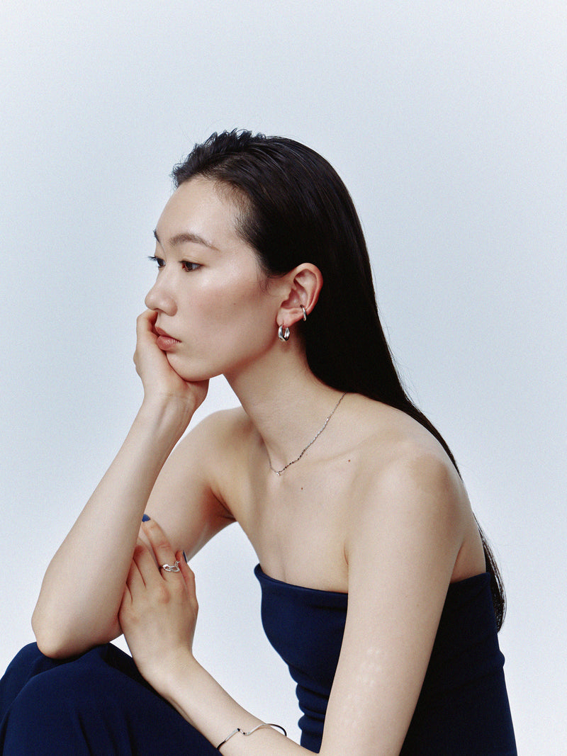 Pt900post ドロップフープピアス ラージ