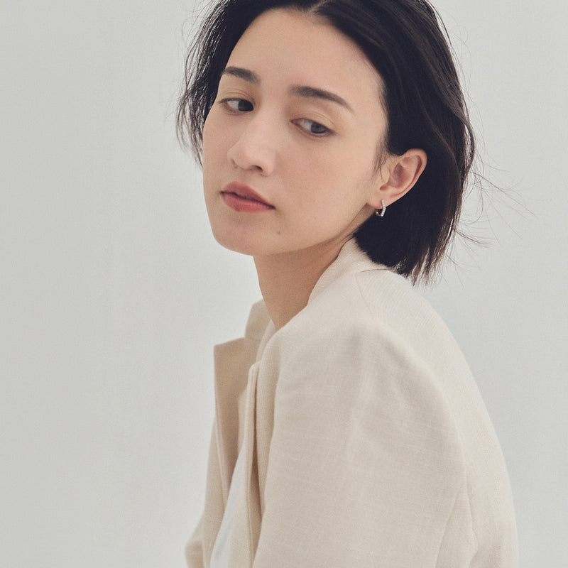 Pt900post クリスタルフープピアス ラウンド/ヘキサゴン