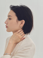 Pt900post ビジューフープピアス ラウンド/ヘキサゴン