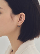 Pt900post ビジューフープピアス ラウンド/ヘキサゴン