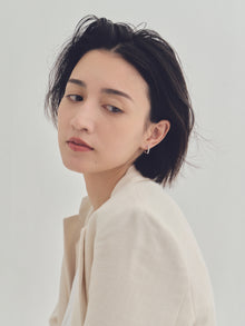 Pt900post ビジューフープピアス ラウンド/ヘキサゴン