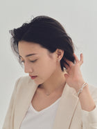 Pt900post ビジューフープピアス ラウンド/ヘキサゴン