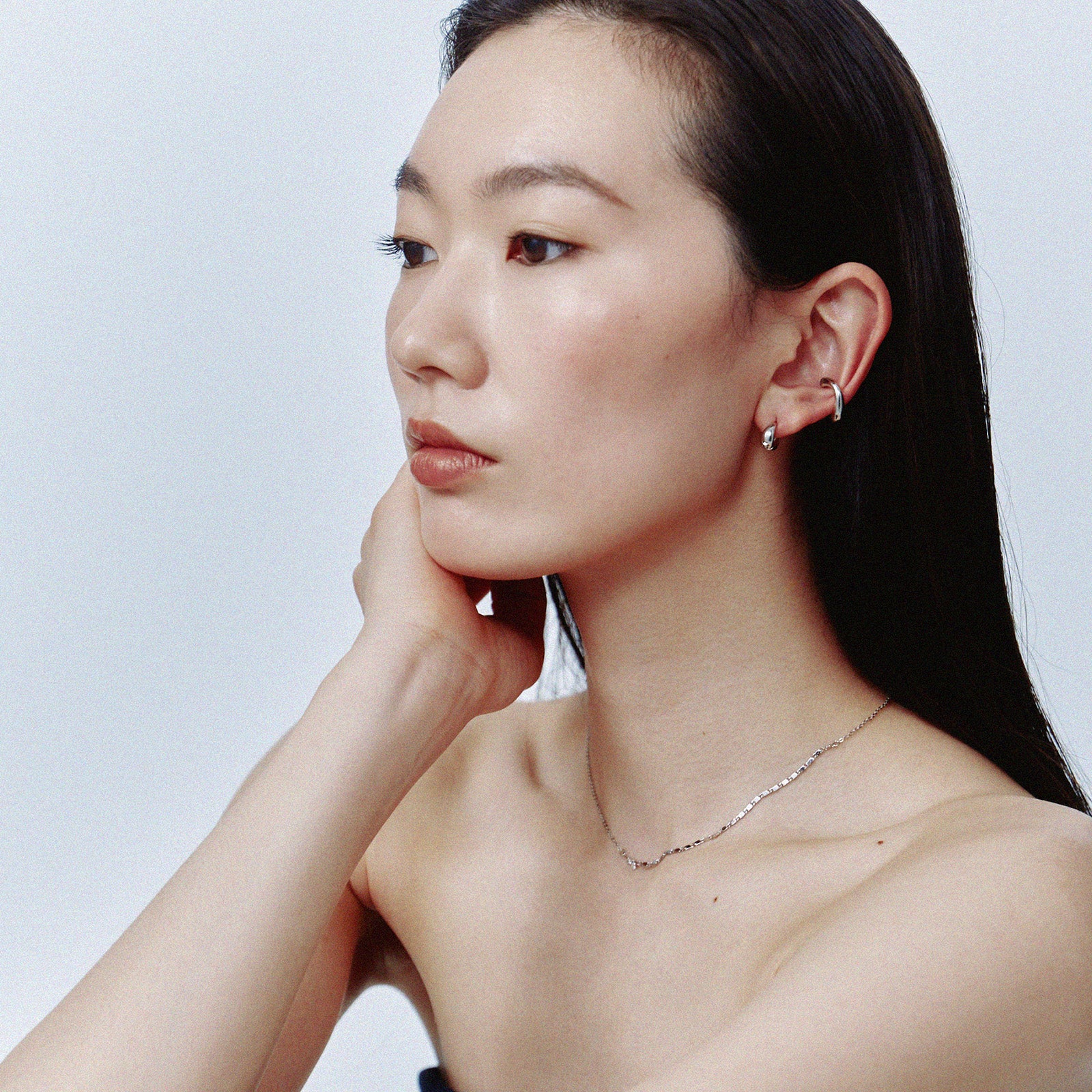 Pt900post ドロップフープピアス スモール