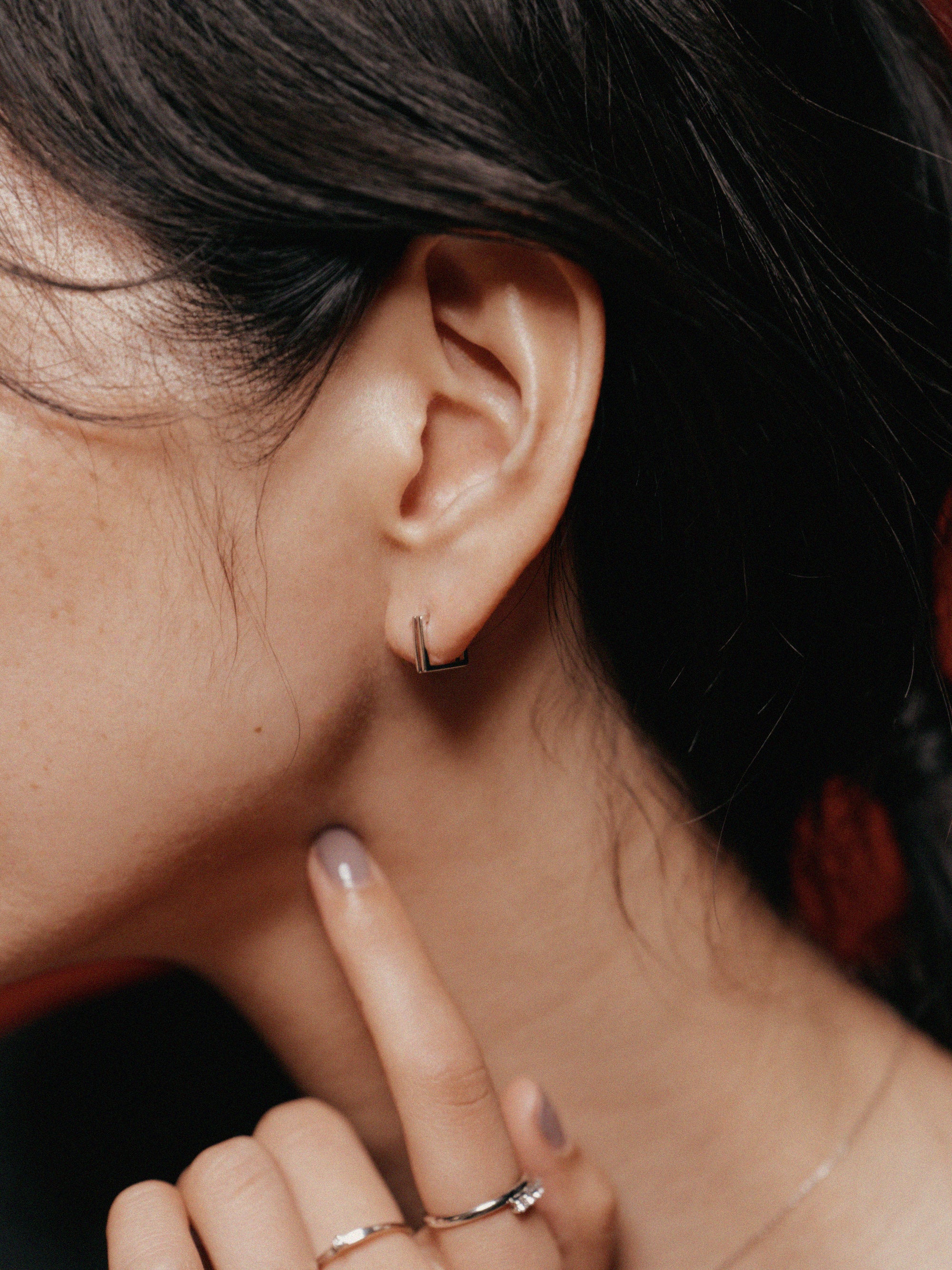 Pt900post スクエアフープピアス