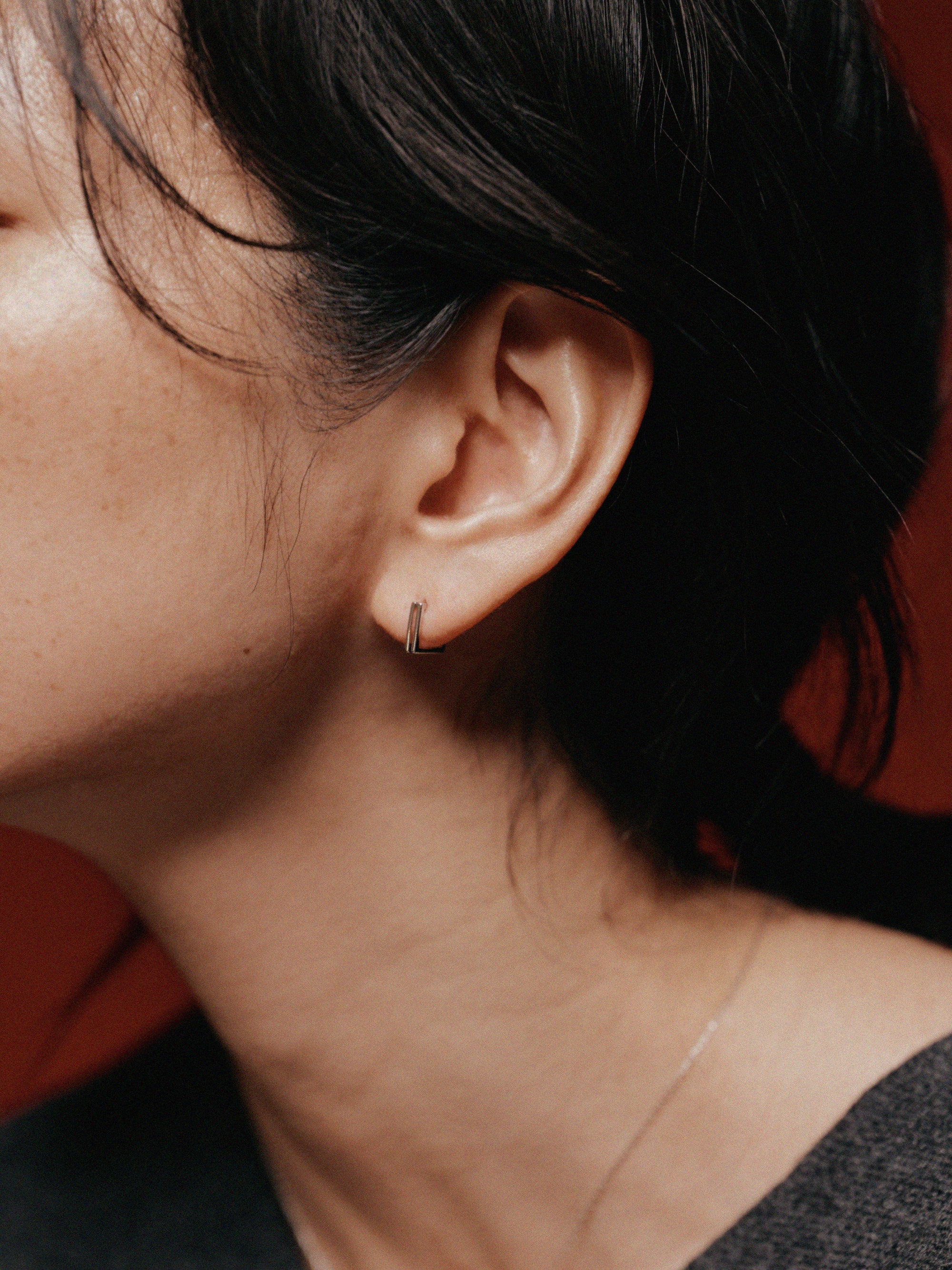 Pt900post スクエアフープピアス