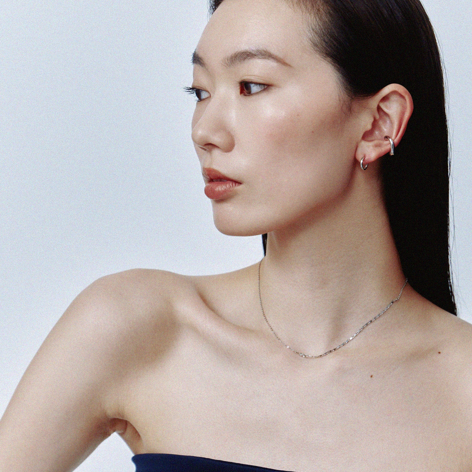 Pt900post プレーンフープピアス スモール