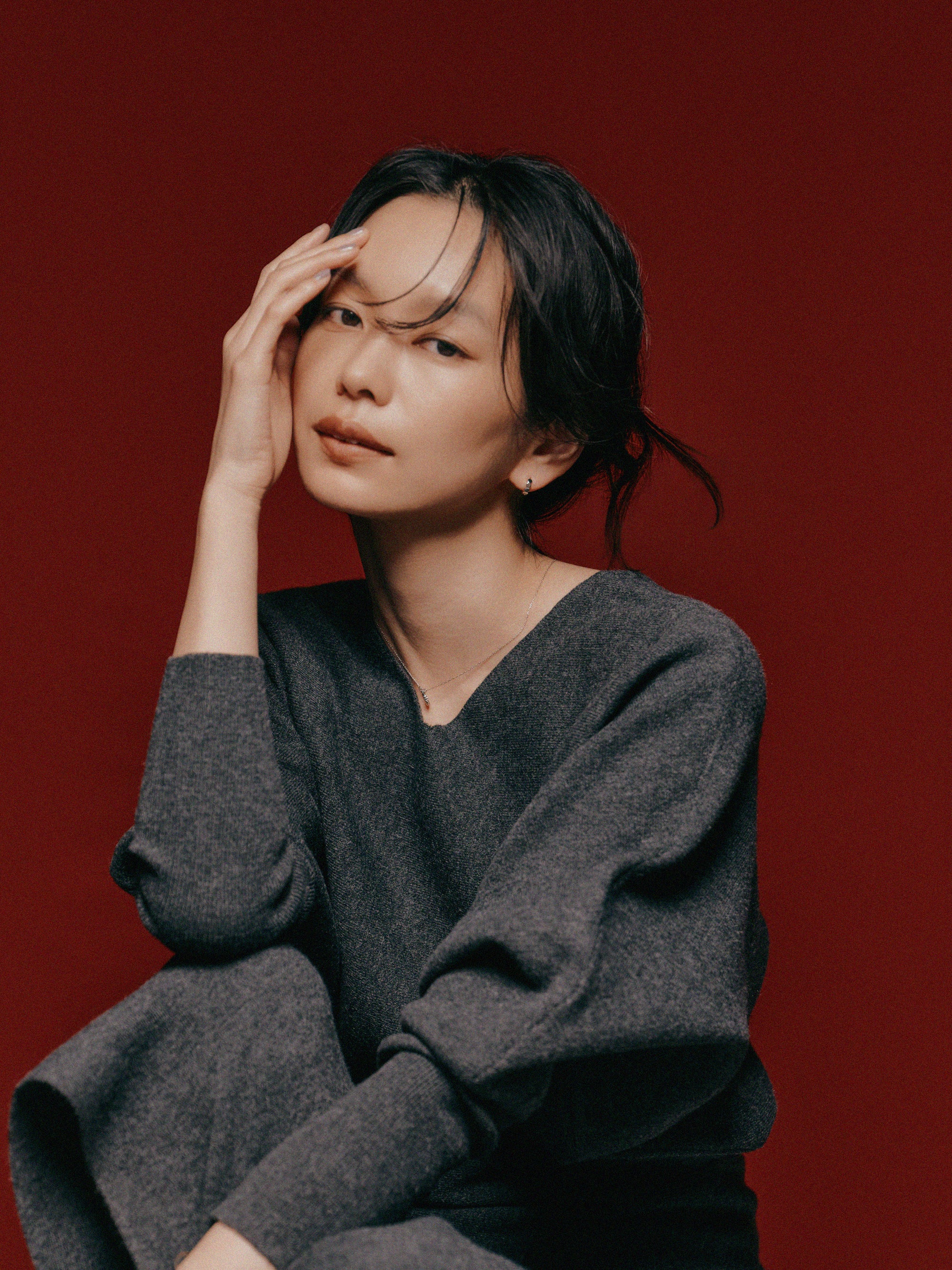 Pt900post ヘキサゴンフープピアス