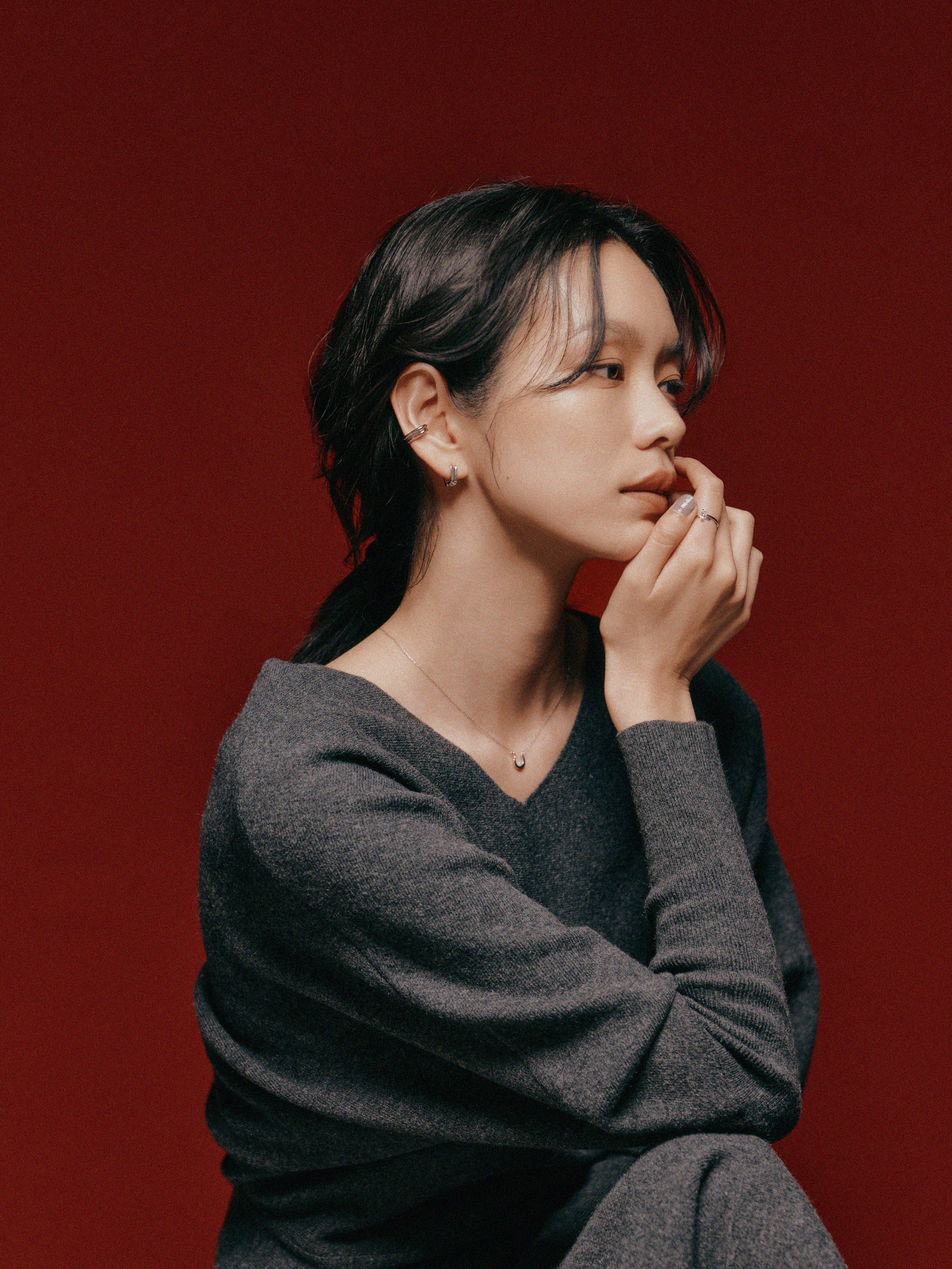 Pt900post スクエアフープピアス