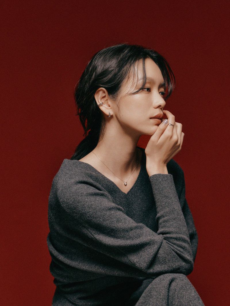 Pt900post スクエアフープピアス