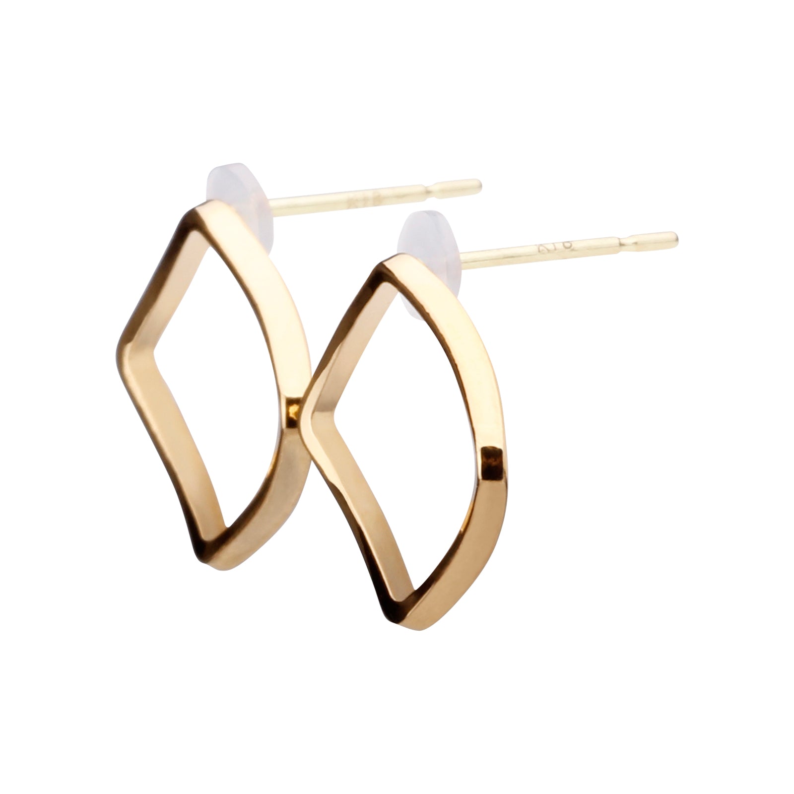 K18post スクエアフレームピアス