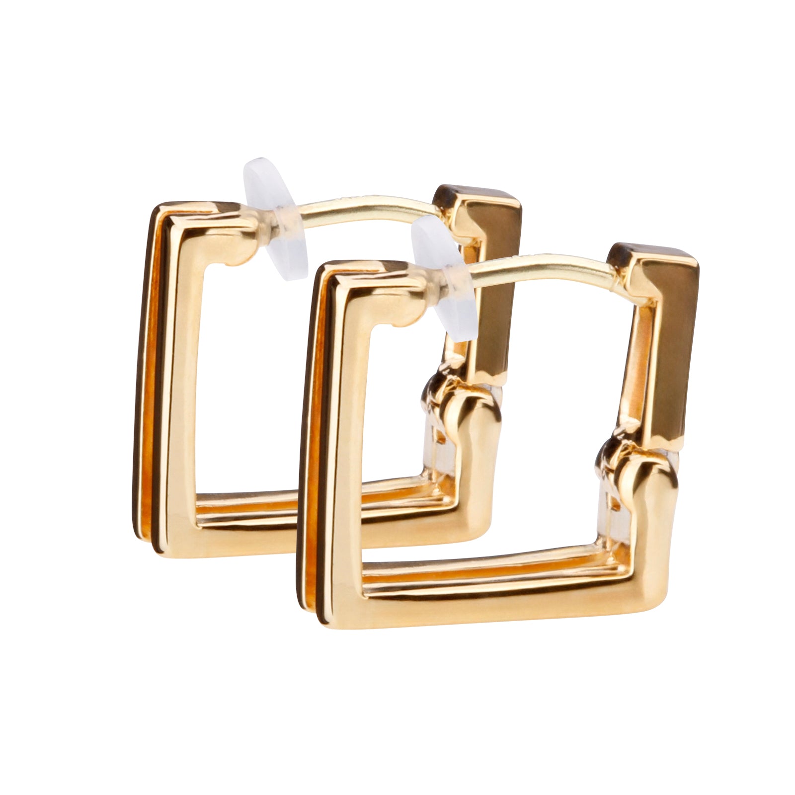 K18post スクエアフレームフープピアス