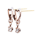 K18post オープンハート＆ビジューピアス