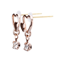 K18post オープンハート＆ビジューピアス