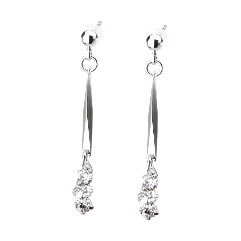 K18post メタリックバー＆ビジューピアス