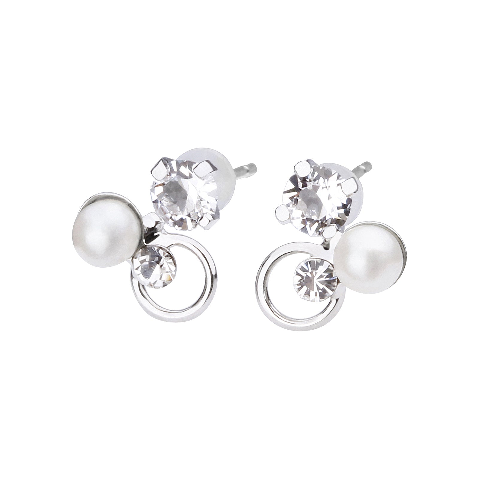 Pt900post パール＆ビジューピアス