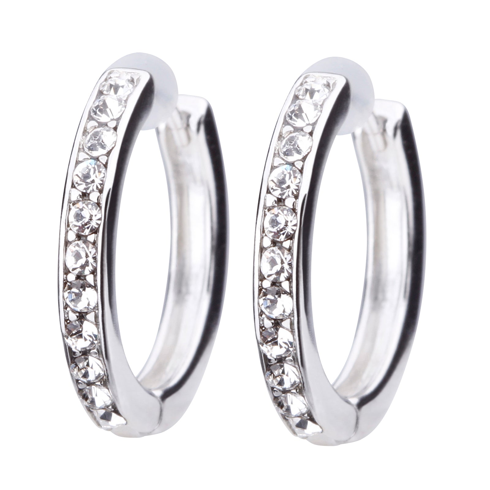 Pt900post ビジューフープピアス ラウンド/ヘキサゴン