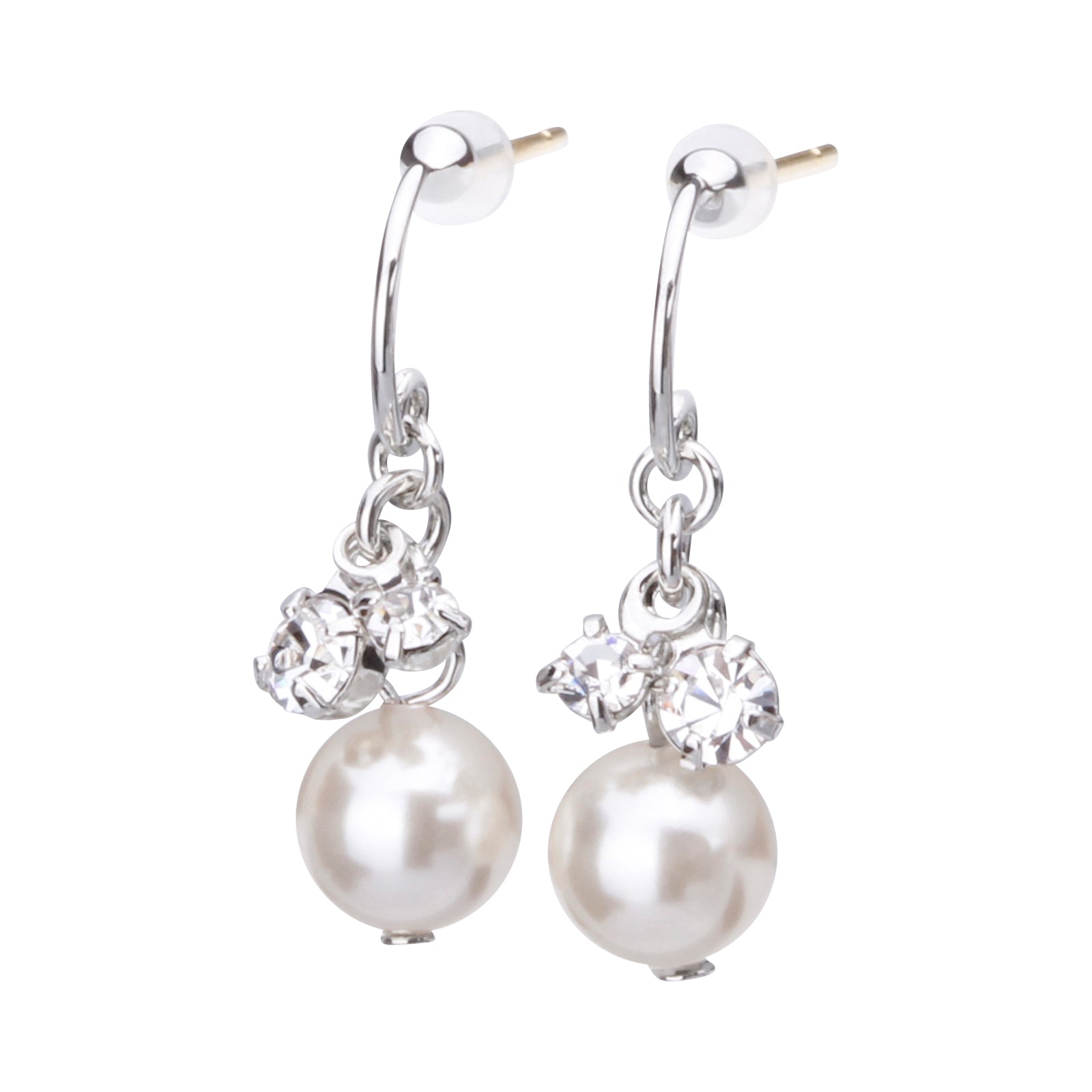 K18post パール＆ビジューハーフラウンドピアス