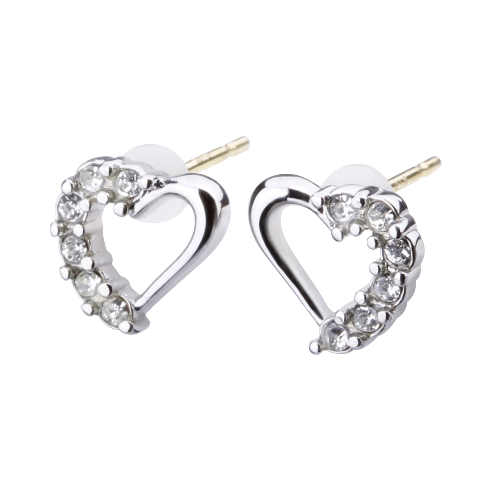 K18post パヴェオープンハートピアス